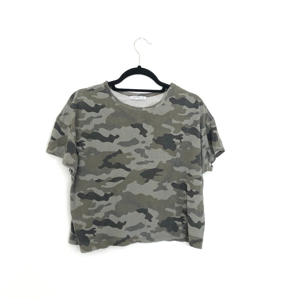 Zara Trafaluc Camo Crop T-shirt